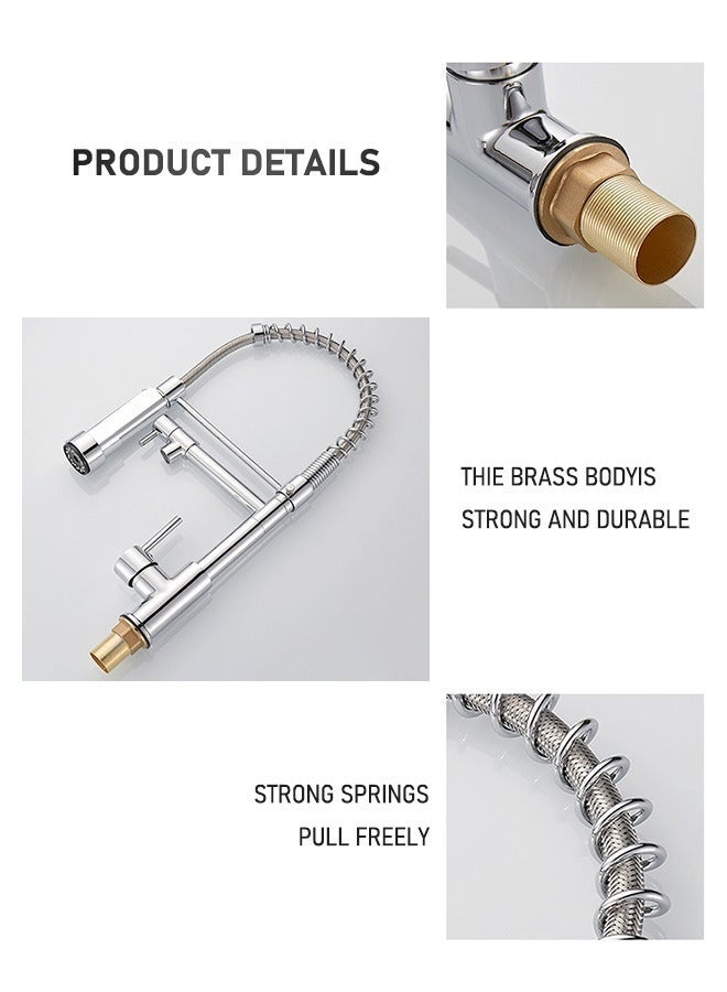 Arabest Kitchen Faucet with Pull Down Sprayer High Arc Single Handle Spring Kitchen Sink Faucet Brushed Nickel Stainless Steel Kitchen Faucets - Image 4