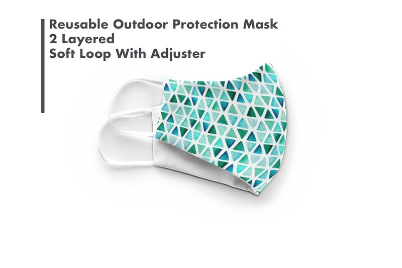 Story Sketchers Cool Blue Cotton Face Mask 2 Ply Soft Loop With Adjusters  - Image 2