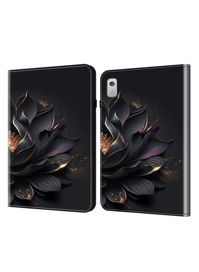 HuHa Case Cover For Lenovo Tab M9 Crystal Texture Painted Leather Tablet Case Purple Lotus 