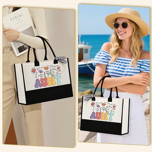 DOGMEM Aunt Gifts Best Auntie Gift ideas Brithday Gift from Niece Nephew Tote Bag Makeup Bag 16 Oz Can Glass Christmas Gifts for Aunt - Image 2