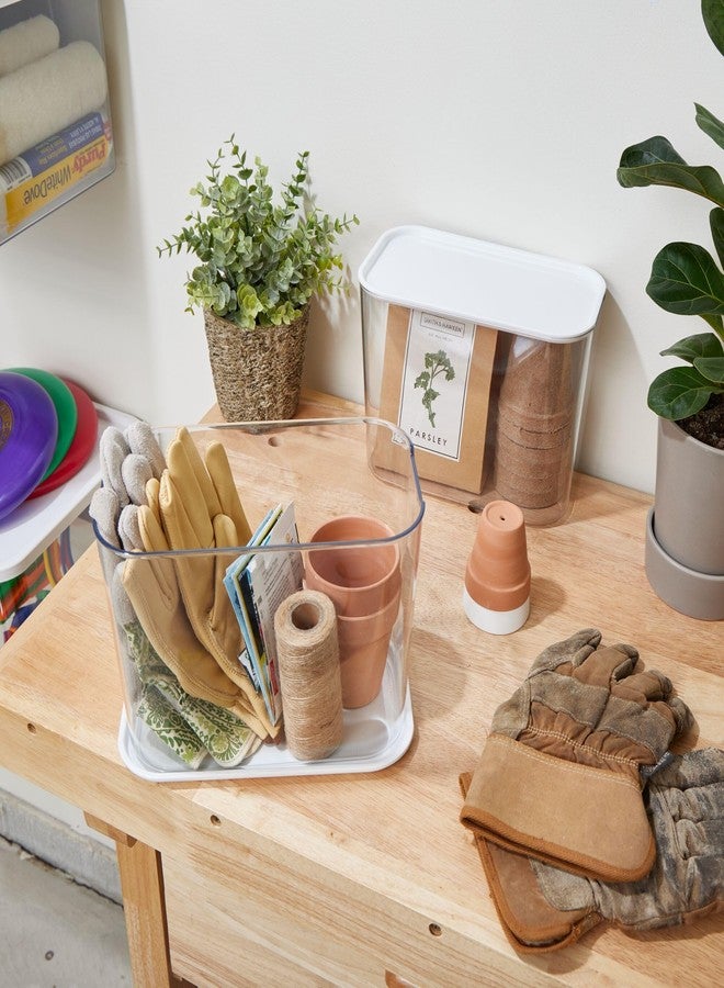 InterDesign iDesign Tall Inner Storage Bin with Lid, Set of 2, The Wallspace Collection, Clear Bin - Image 2