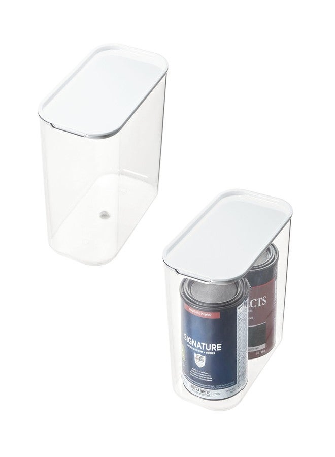 InterDesign iDesign Tall Inner Storage Bin with Lid, Set of 2, The Wallspace Collection, Clear Bin - Image 1