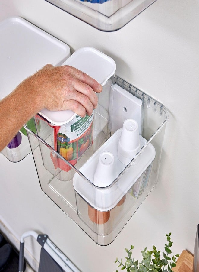 InterDesign iDesign Tall Inner Storage Bin with Lid, Set of 2, The Wallspace Collection, Clear Bin - Image 3
