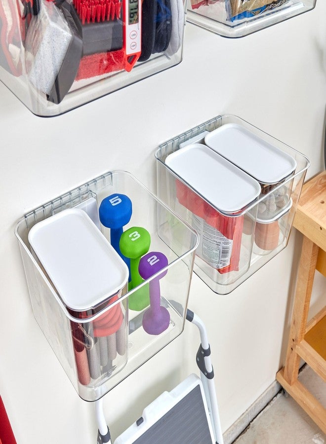 InterDesign iDesign Tall Inner Storage Bin with Lid, Set of 2, The Wallspace Collection, Clear Bin - Image 5