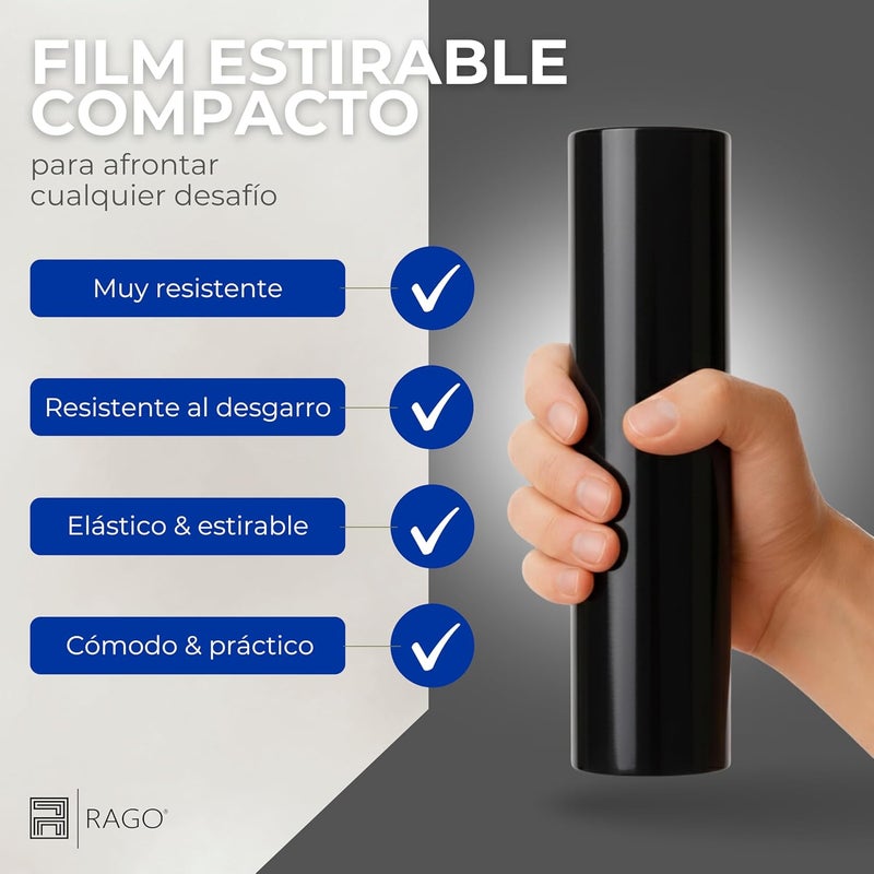 Rago Stretch film Black 25 cm 2 pieces Handy stretch film for household and transport removals I Discreet packaging film 300 g I Sturdy packaging film with a core of Ø38 mm - Image 5