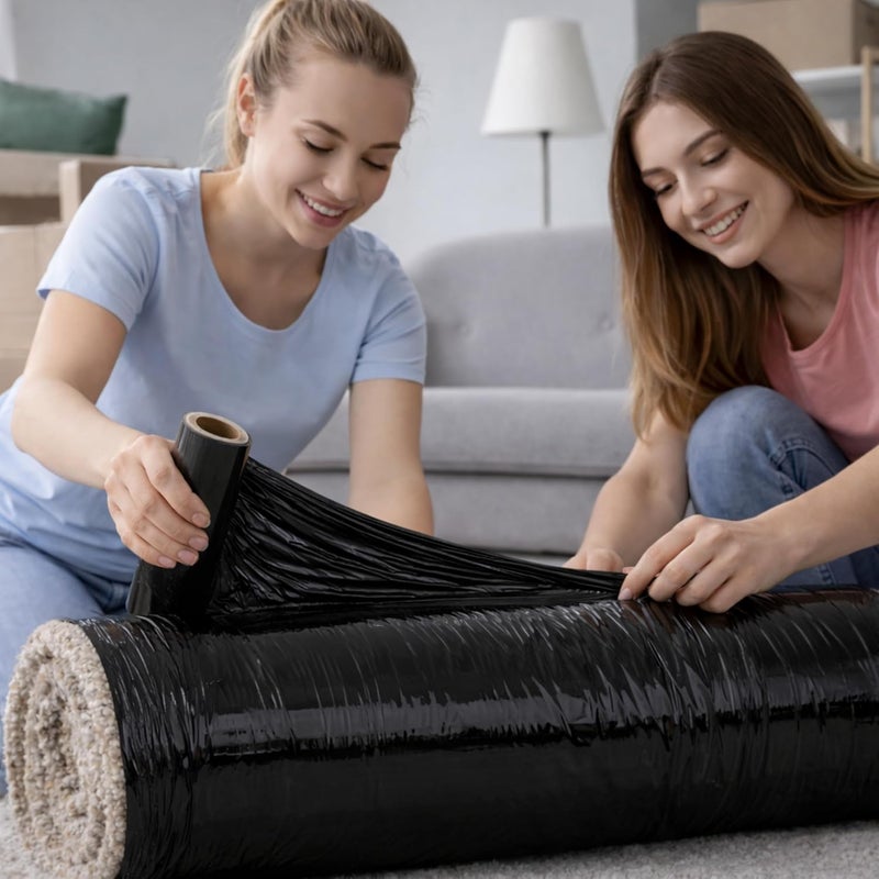Rago Stretch film Black 25 cm 2 pieces Handy stretch film for household and transport removals I Discreet packaging film 300 g I Sturdy packaging film with a core of Ø38 mm - Image 2