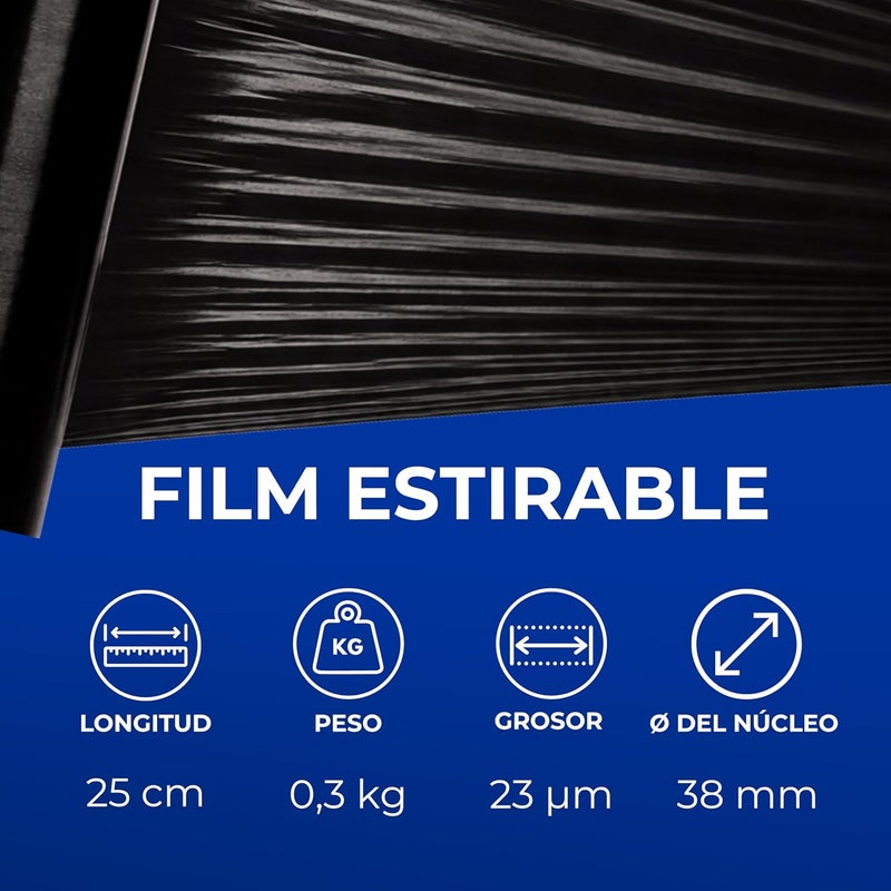 Rago Stretch film Black 25 cm 2 pieces Handy stretch film for household and transport removals I Discreet packaging film 300 g I Sturdy packaging film with a core of Ø38 mm - Image 4