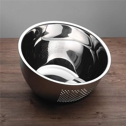 KRESHU Heavy Quality Stainless Steel 304 Food Grade 3-in-1 Bowls Vegetables Rice Washer with Side Drain Bowls Colander Strainer Basket Ideal for Kitchen Tools Vegetables, Rice, Fruits (23cm, Silver) - Image 2