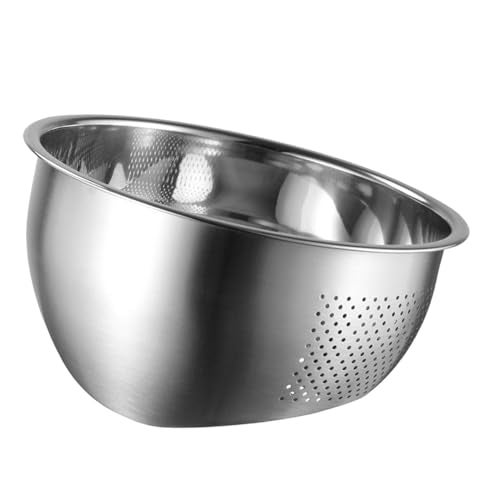 KRESHU Heavy Quality Stainless Steel 304 Food Grade 3-in-1 Bowls Vegetables Rice Washer with Side Drain Bowls Colander Strainer Basket Ideal for Kitchen Tools Vegetables, Rice, Fruits (23cm, Silver) - Image 1