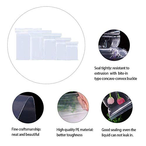 BornFeel Clear Zipper Bags - 500pcs Assorted Sizes Mini Plastic Bags for Pills, Candy, Seeds, Beads (7 Sizes) - Image 5