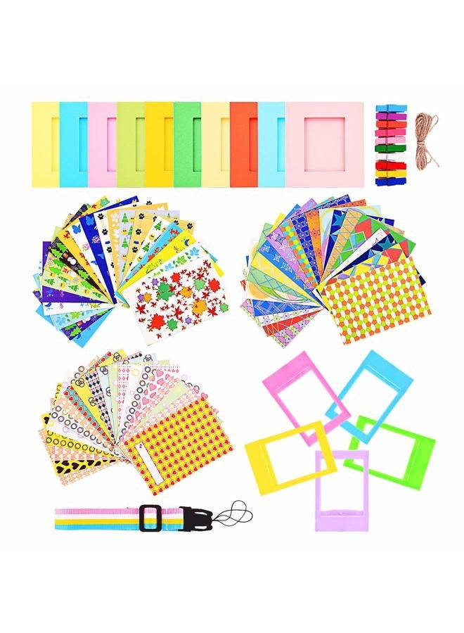 Sunmns Colorful Bundle Set Accessories for Fujifilm Instax Mini 9/8/ 90/70 Camera, Accessory Include Film Sticker, Desk Frames, Hanging Frame, Strap - Image 1