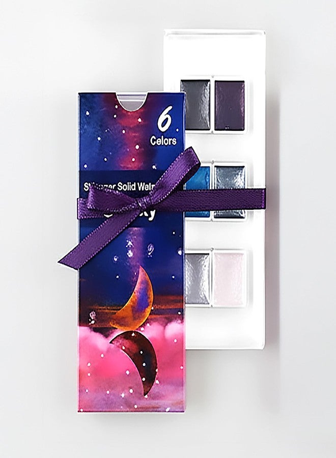 The Crafthives Shimmer Solid Watercolor Set | 6 Galaxy Colors | Metallic Pearl Finish Watercolor Cakes for Artists, Students & Crafters | Ideal for Painting, Journaling, Calligraphy & DIY Art Projects - Image 3