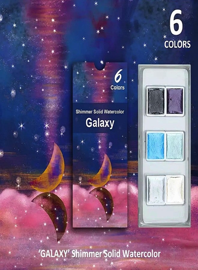 The Crafthives Shimmer Solid Watercolor Set | 6 Galaxy Colors | Metallic Pearl Finish Watercolor Cakes for Artists, Students & Crafters | Ideal for Painting, Journaling, Calligraphy & DIY Art Projects - Image 2