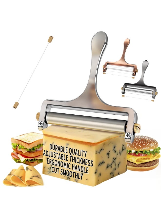Stainless Steel Cheese Slicer,Adjustable Thickness Wire Cheese Cutter Perfectly for Kitchen Cooking - Image 1