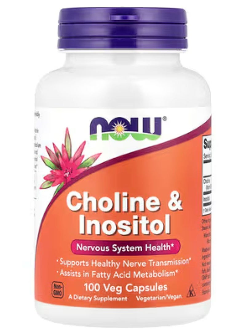 Now Foods Choline & Inositol, 100 Veg Capsules - Image 1