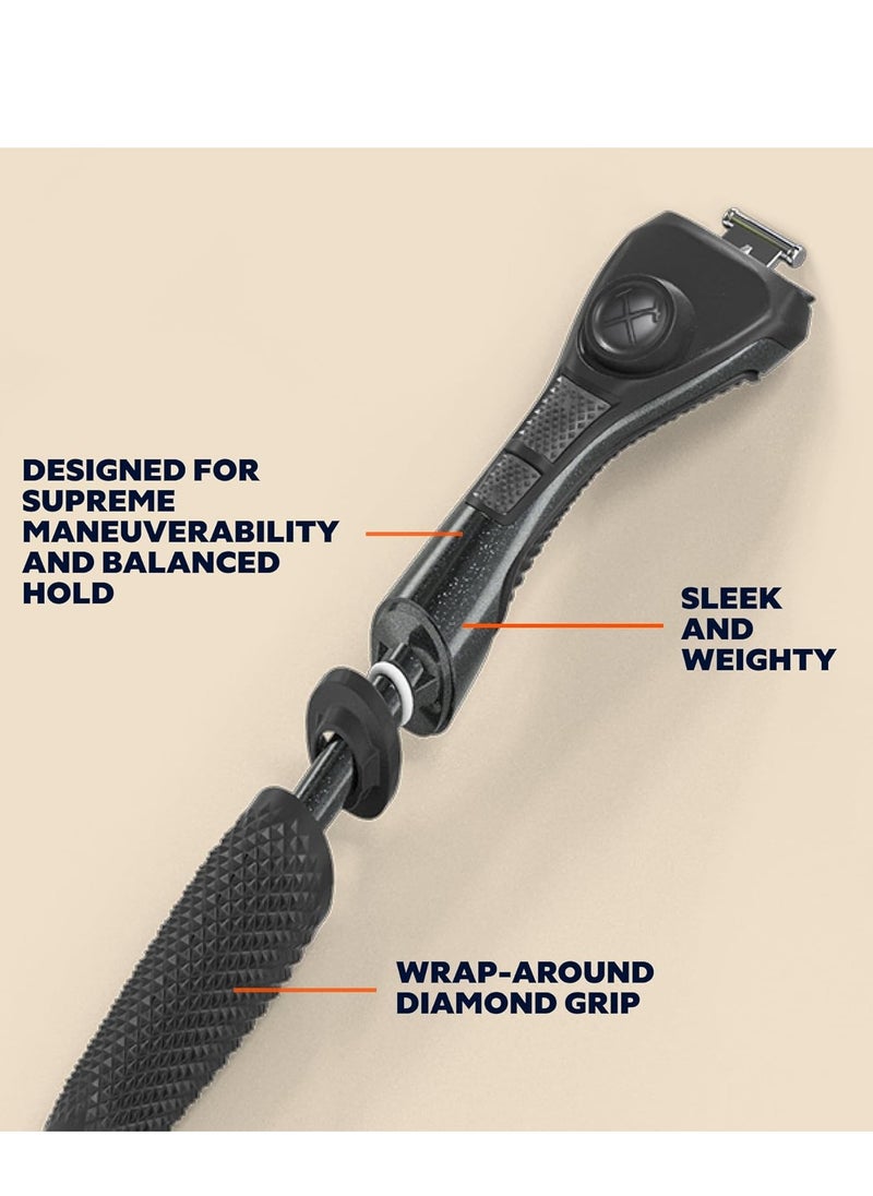 DOLLAR SHAVE CLUB Dollar Shave Club - Shaving Kit with Diamond Grip Razor Handle, 4-Blade Blade Refills, & Blade Cover, Easy to Grip Handle, for Travel, Blue  - Image 3