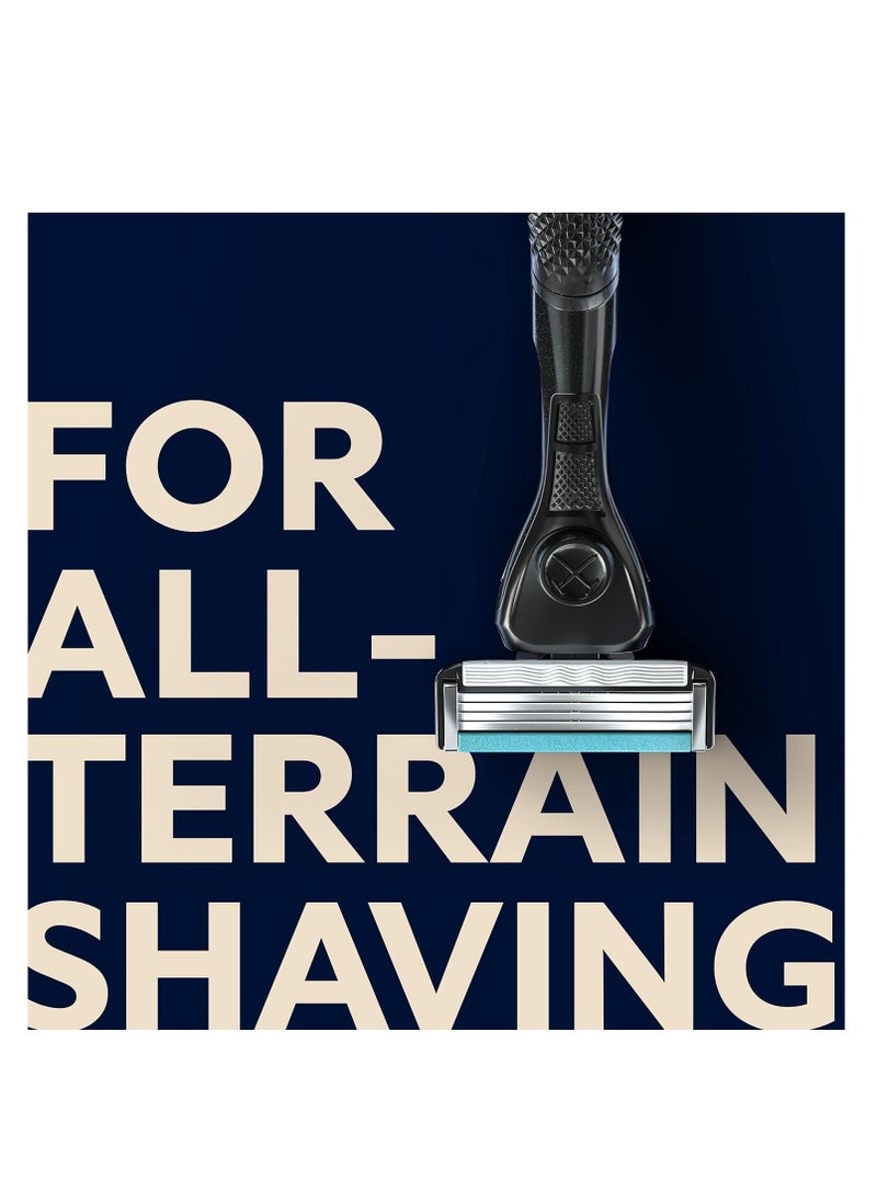 DOLLAR SHAVE CLUB Dollar Shave Club - Shaving Kit with Diamond Grip Razor Handle, 4-Blade Blade Refills, & Blade Cover, Easy to Grip Handle, for Travel, Blue  - Image 4
