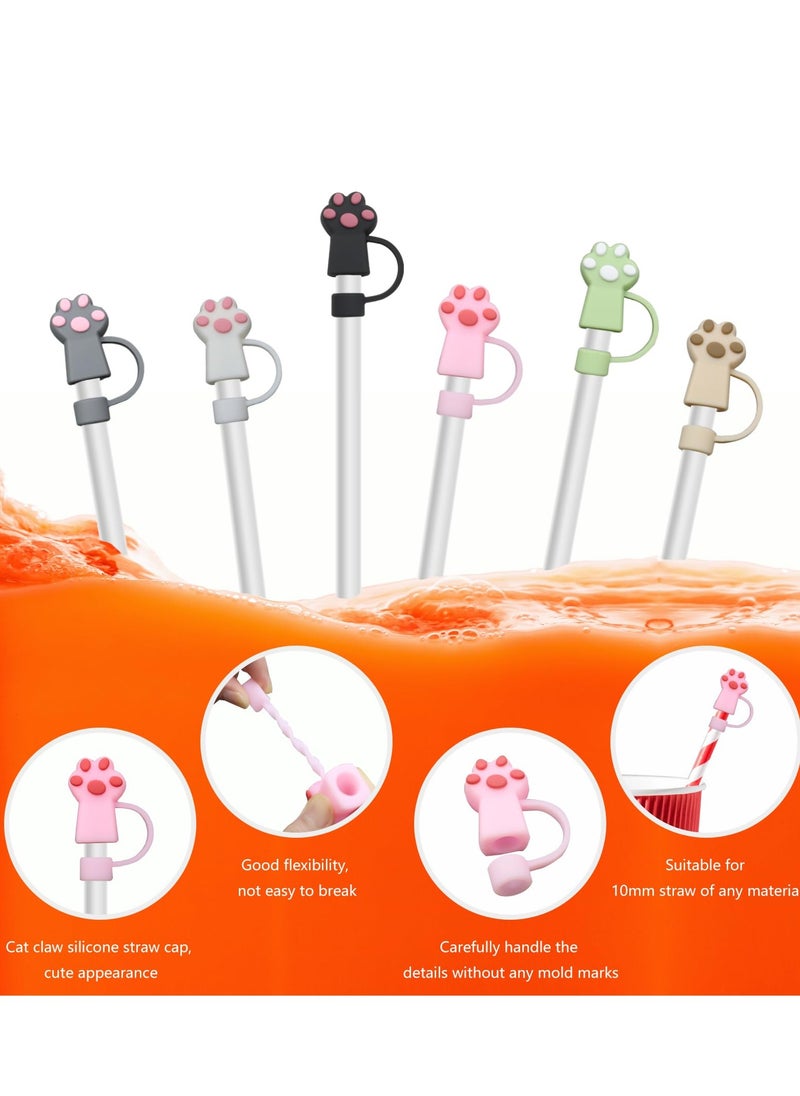 Excefore Straw Covers Cap Toppers, 6 Pcs Straw Cover for Stanley Cup, Silicone Straw Covers Cap Reusable Drinking Straw Topper Compatible, for Stanley Cups Accessories (0.4in, Cat Paw)  - Image 4