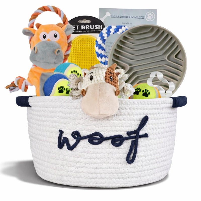 Paws For Reaction New Puppy Gift Basket - Premium Puppy Starter Kit and Dog Gift Basket with Dog Toys - Perfect Doggie Birthday Gifts and Puppy Necessities with Pet Toy Basket. - Image 1