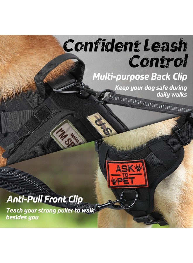 رابيتجو تسخير تكتيكي للكلاب من rabbitgoo للحيوانات الأليفة الكبيرة، تسخير متين مع مقبض، سترة خدمة بدون سحب للسلالات الكبيرة، سترة عسكرية قابلة للتعديل للتدريب على الصيد والمشي، أسود، مقاس كبير - Image 4