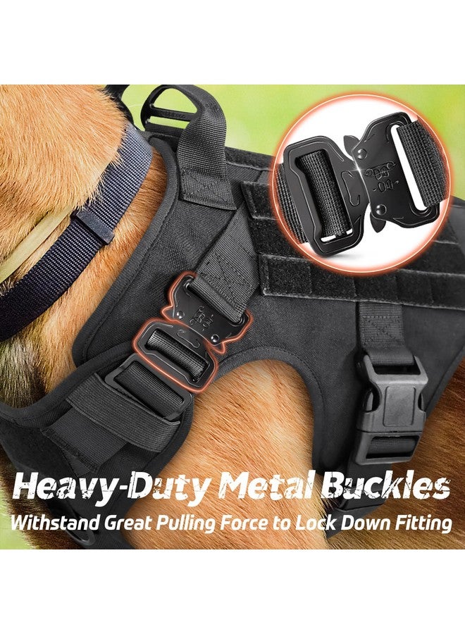 رابيتجو تسخير تكتيكي للكلاب من rabbitgoo للحيوانات الأليفة الكبيرة، تسخير متين مع مقبض، سترة خدمة بدون سحب للسلالات الكبيرة، سترة عسكرية قابلة للتعديل للتدريب على الصيد والمشي، أسود، مقاس كبير - Image 3