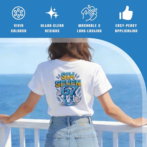 INCOK Iron on Transfers for T-Shirts - 30 Pcs DIY 67 Shirt, Funny DTF Transfers Ready to Press, Colorful Six Seven Iron on Vinyl Design, Heat Transfer Stickers for Clothes Pillows Bag DIY Crafts - Image 4