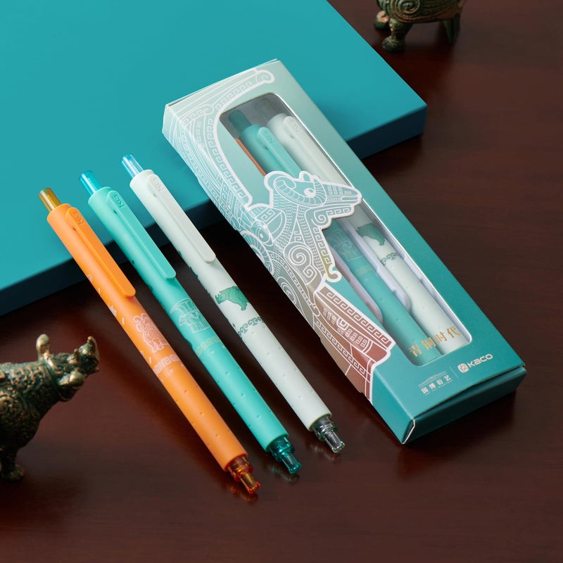 Kaco Bronze Age Gel Ink Pens 3 Pieces Gel Pens 0.5mm Fine Point Black Ink Writing Length up to 800 Meters - Image 1