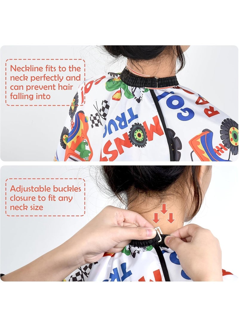 رداء حلاقة للأطفال مع فرشاة لتنظيف الرقبة، رداء حلاقة احترافي لصالونات التجميل مع قفل قابل للتعديل (قطة كرتونية) - Image 4