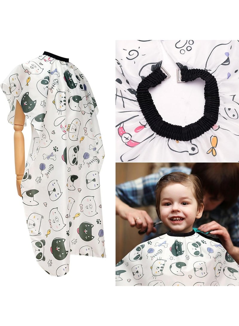 رداء حلاقة للأطفال مع فرشاة لتنظيف الرقبة، رداء حلاقة احترافي لصالونات التجميل مع قفل قابل للتعديل (قطة كرتونية) - Image 5