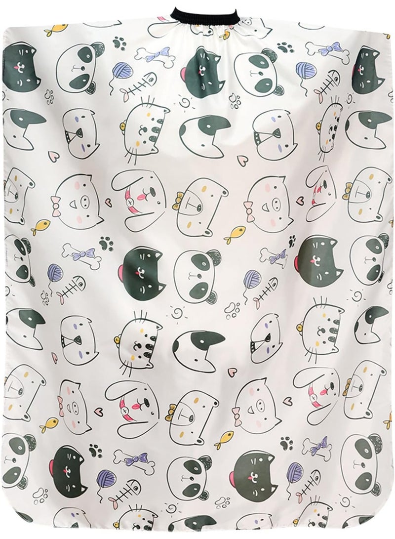 رداء حلاقة للأطفال مع فرشاة لتنظيف الرقبة، رداء حلاقة احترافي لصالونات التجميل مع قفل قابل للتعديل (قطة كرتونية) - Image 1