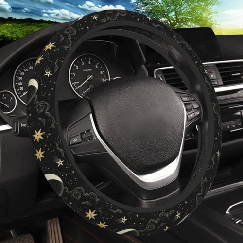 KARREAL Stars Clouds Moon Steering Wheel Cover, Non-slip Breathable Neoprene Steering Wheel Covers, Women Car Accessories Universal 15 Inch Fit Auto, Suvs, Truck - Image 1