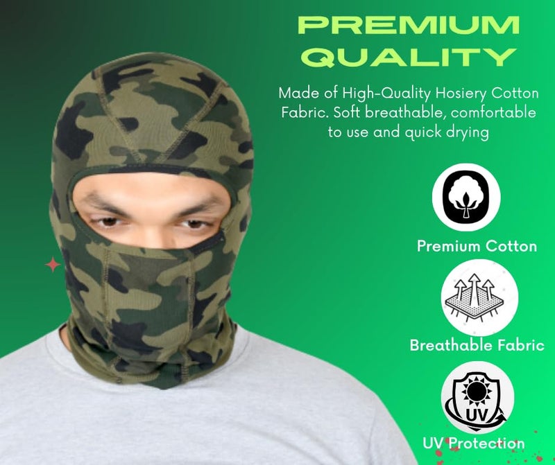 SOUL eTHICS SOULETHICS Breathable Pure Cotton Summer Full Face Mask for Biker, Face Protection Mask, Summer Face Cover, Winter, Dust Protection Mask, Helmet Mask for Bikers (Full Army Print Mask) - Image 3