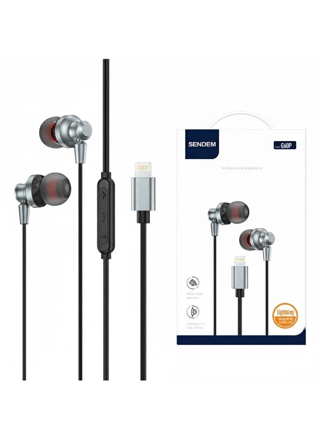 سيندم سماعات أذن سلكية SENDEM G60P Lightning - هيكل معدني، تحكم ذكي مدمج - Image 2