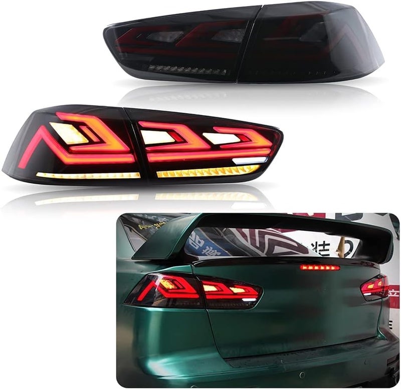 inginuity time أضواء خلفية LED من إنجينيتي لميتسوبيشي لانسر ولانسر EVO 2008-2017 مع رسوم متحركة عند التشغيل، مصابيح فرامل وإشارة انعطاف متسلسلة (دخان) - Image 1