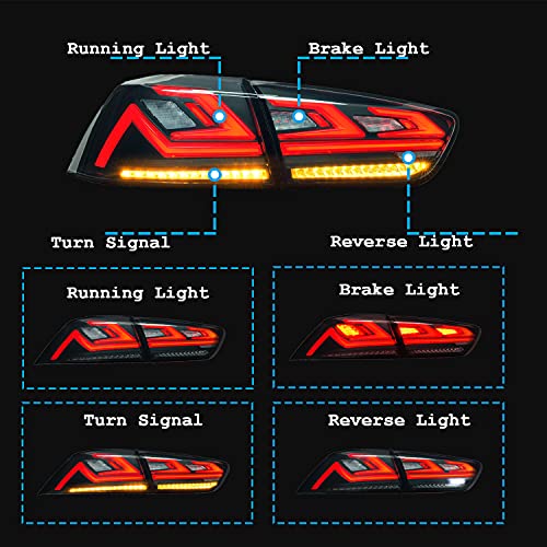 inginuity time أضواء خلفية LED من إنجينيتي لميتسوبيشي لانسر ولانسر EVO 2008-2017 مع رسوم متحركة عند التشغيل، مصابيح فرامل وإشارة انعطاف متسلسلة (دخان) - Image 2