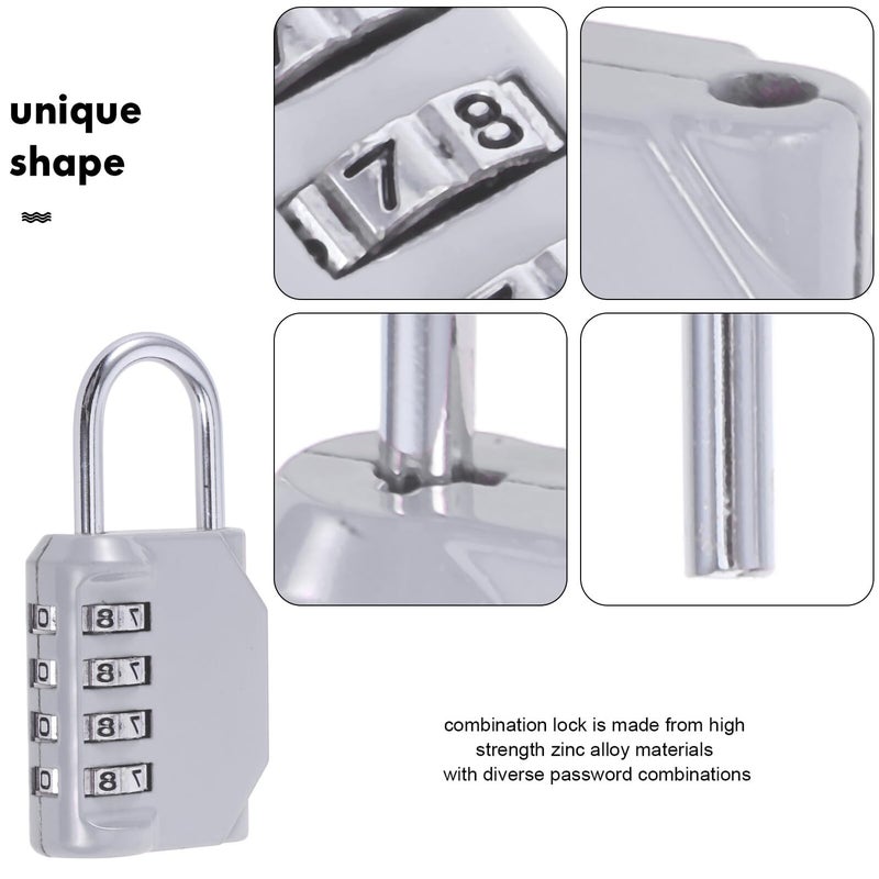 Heavy Duty Combination Padlock Silver Resettable Code for Gym Locker Travel Gate Home Use - Image 4