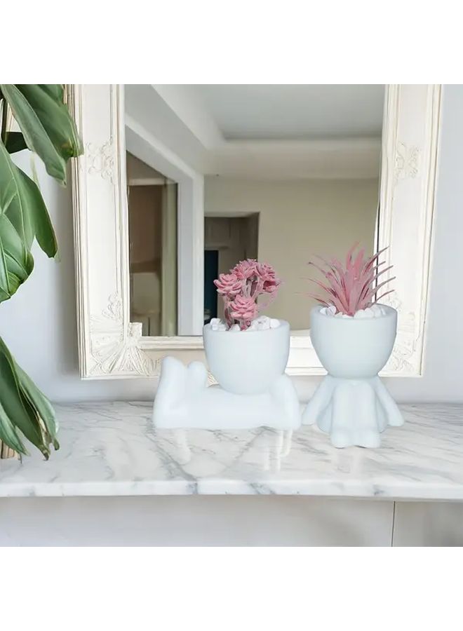 2pcs Pink Artificial Succulent Plants With Stand For Office Decor - Image 4