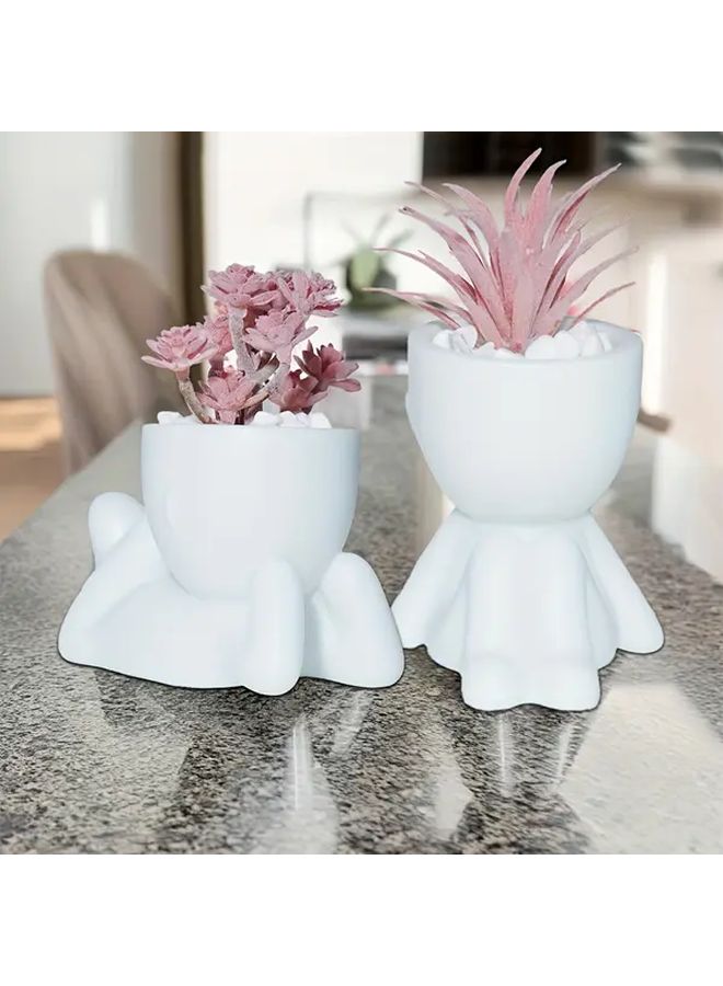 2pcs Pink Artificial Succulent Plants With Stand For Office Decor - Image 1