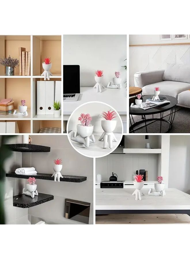 2pcs Pink Artificial Succulent Plants With Stand For Office Decor - Image 2
