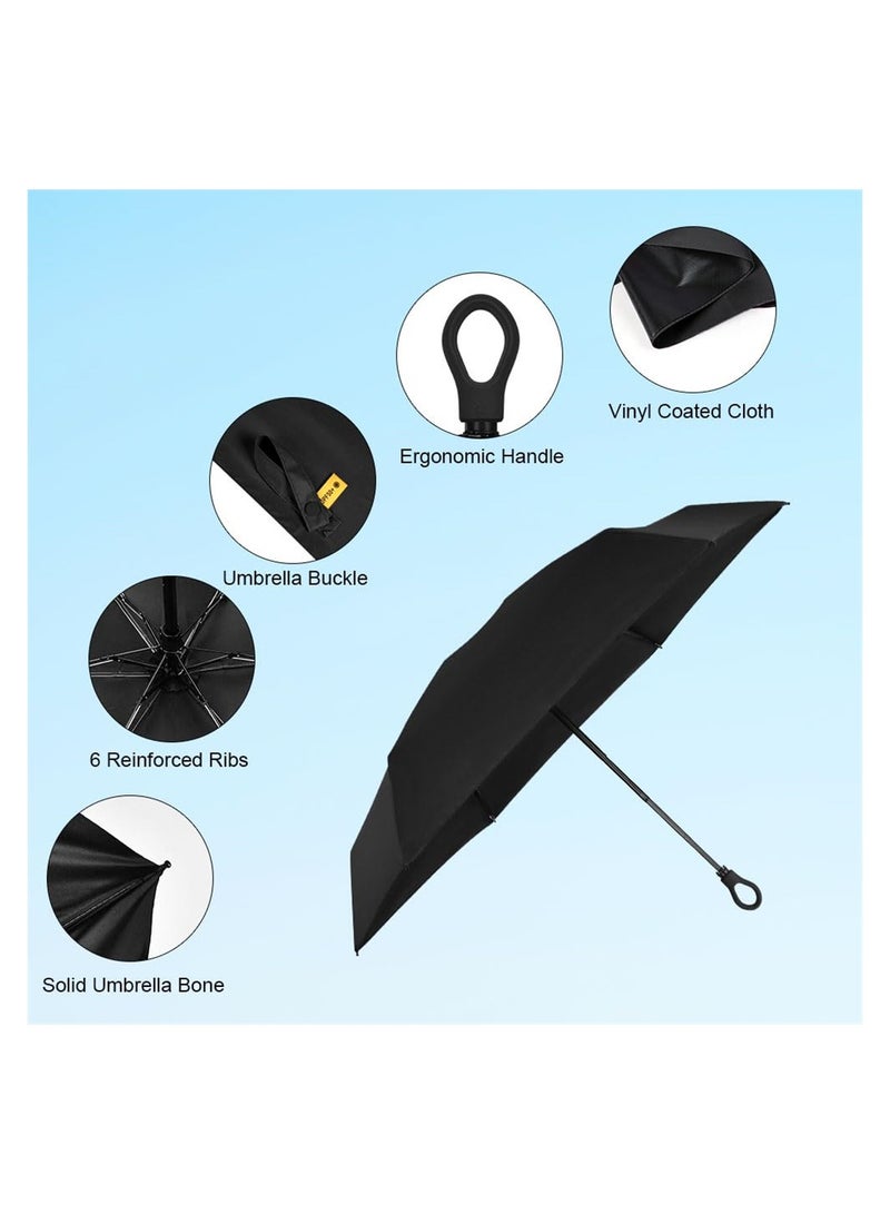 KASTWAVE Mini Umbrella, Pocket Umbrella, 6 Ribs Lightweight Compact Folding Umbrella, Fast Dry and Compact Umbrella for Rain & Sun, Windproof Folding Travel Umbrella (Black)  - Image 5