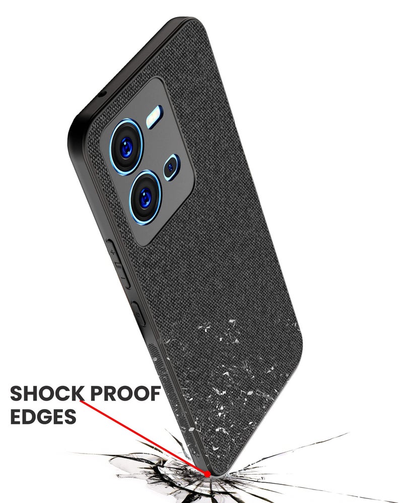 Kapa Soft Full Fabric Protective Back Case Cover for Vivo V25 (5G) (Black), PC+Cloth - Image 5