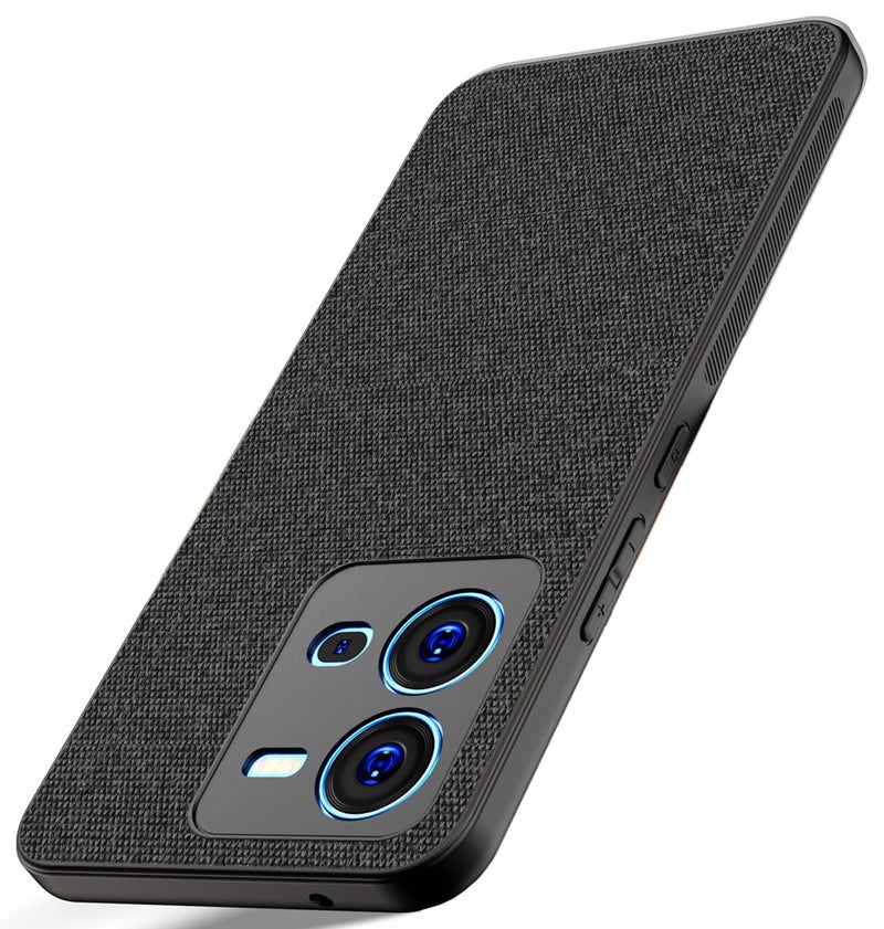 Kapa Soft Full Fabric Protective Back Case Cover for Vivo V25 (5G) (Black), PC+Cloth - Image 1