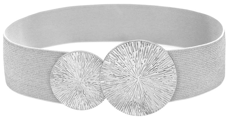 BAOKELAN Women Wide Stretchy Waist Belts Elastic Cinch Belt for Dresses Bling Silver 65CM - Image 1