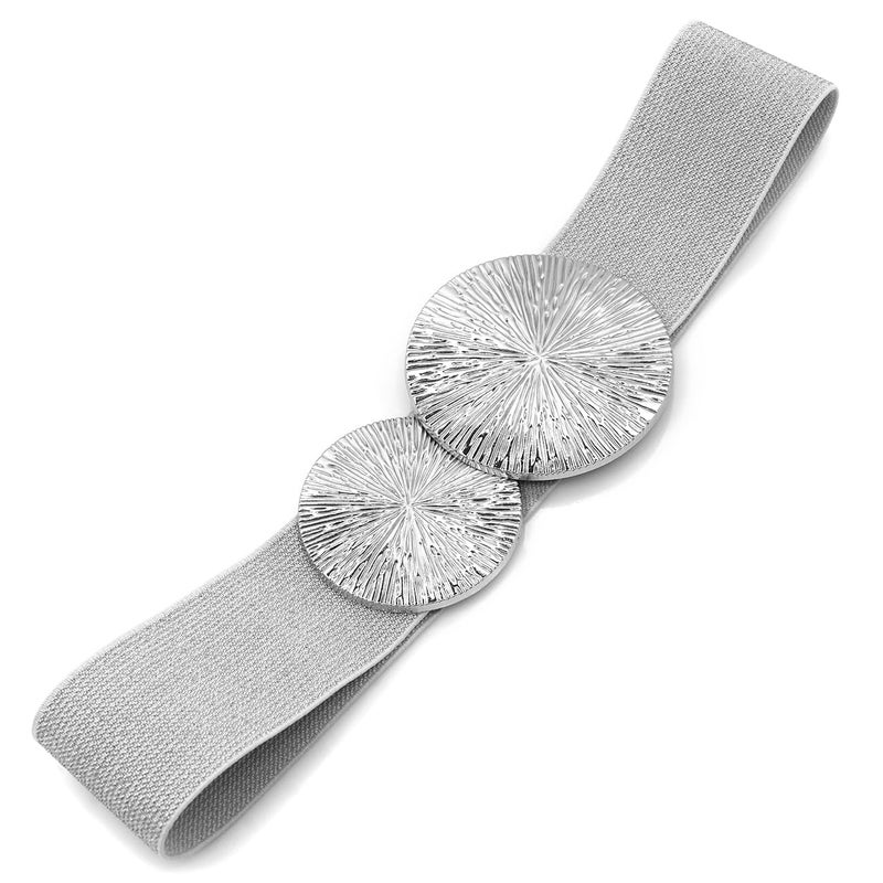 BAOKELAN Women Wide Stretchy Waist Belts Elastic Cinch Belt for Dresses Bling Silver 65CM - Image 5