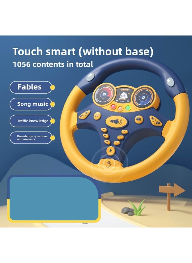 Tao Dudu Steering Wheel Children's Toy Co-pilot Simulation Little Girl Driving A Car To Carry The Back Row Baby Puzzle Boy-Color:Curilan [intelligent Steering Wheel (1056 Content) Without Base]]  - Image 1