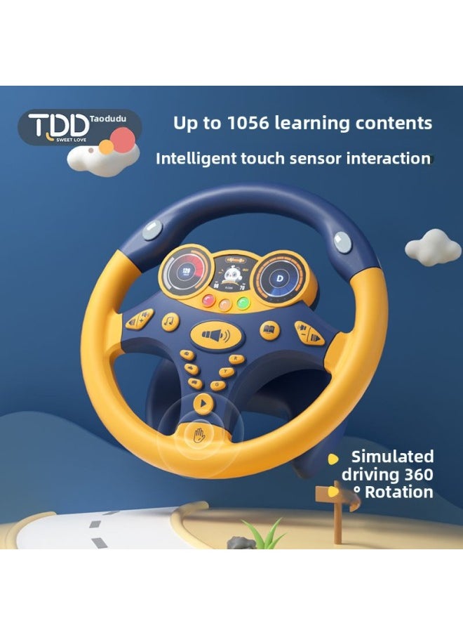 Tao Dudu Steering Wheel Children's Toy Co-pilot Simulation Little Girl Driving A Car To Carry The Back Row Baby Puzzle Boy-Color:Curilan [intelligent Steering Wheel (1056 Content) Without Base]]  - Image 2