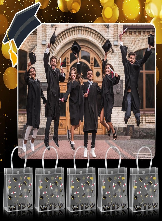 Maxdot 24 Pcs 2026 Graduation Gift Bags with Handles 5.9 x 6.3 x 2.7 Inch PVC Plastic Reusable Totes Bulk Clear Goodie Treat Bags Bulk for Graduation Party Supplies - Image 5