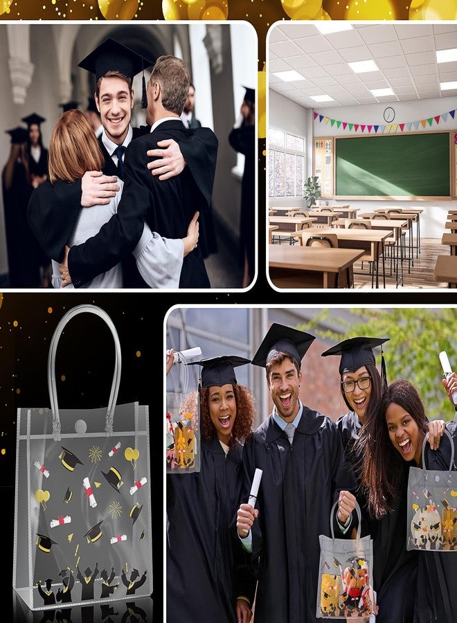 Maxdot 24 Pcs 2026 Graduation Gift Bags with Handles 5.9 x 6.3 x 2.7 Inch PVC Plastic Reusable Totes Bulk Clear Goodie Treat Bags Bulk for Graduation Party Supplies - Image 2