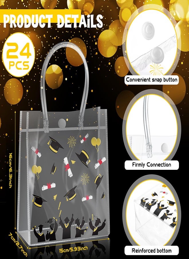 Maxdot 24 Pcs 2026 Graduation Gift Bags with Handles 5.9 x 6.3 x 2.7 Inch PVC Plastic Reusable Totes Bulk Clear Goodie Treat Bags Bulk for Graduation Party Supplies - Image 4