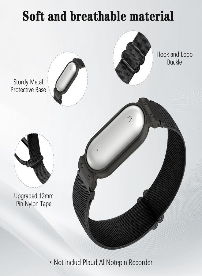Bolesi Wristband Compatible with Plaud NotePin S/NotePin AI Voice Recorder,with Metal Protective Case Soft Breathable Stretchy Lightweight Nylon Strap for Plaud NotePin Voice Recorder Accessory - Image 2
